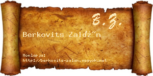 Berkovits Zalán névjegykártya